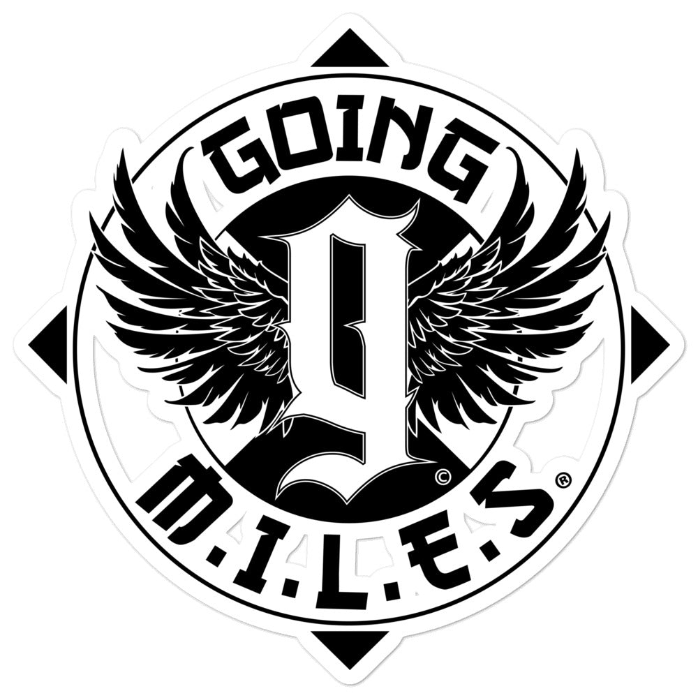 Going Miles Black stickers