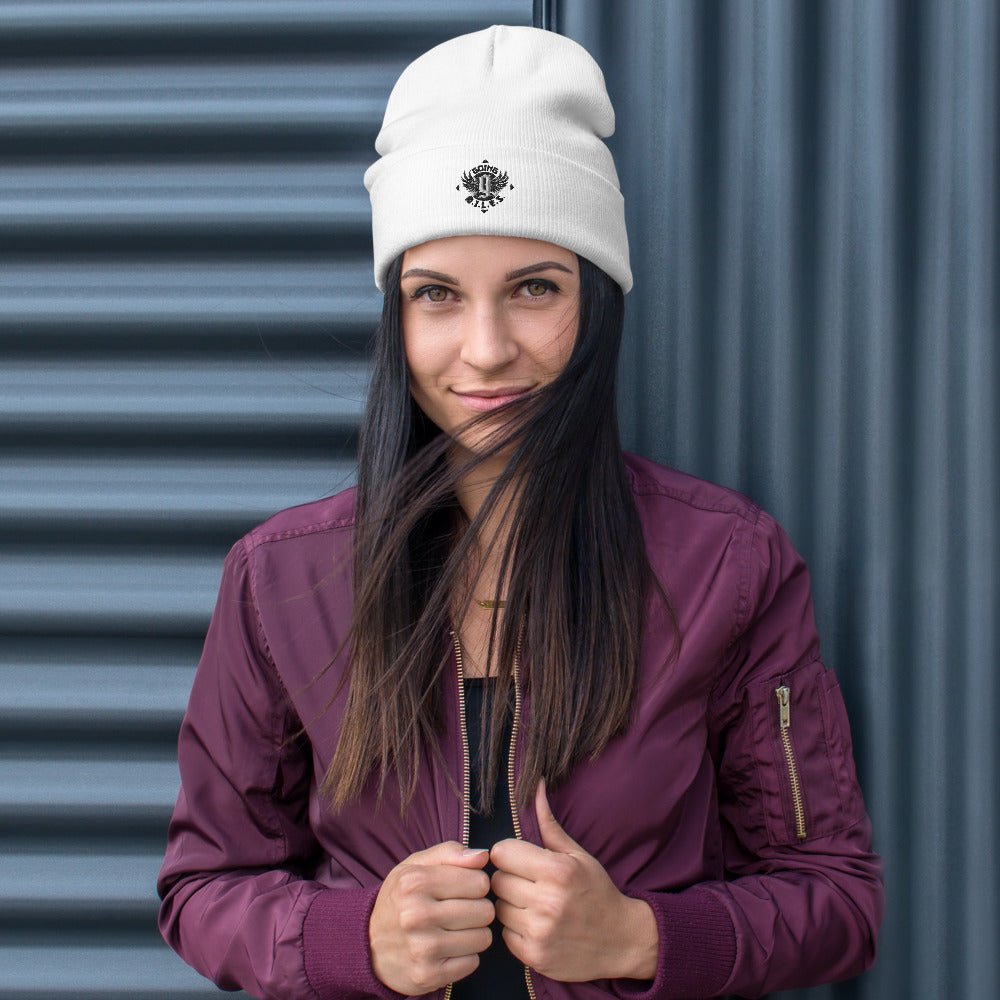 Going Miles White Embroidered Beanie